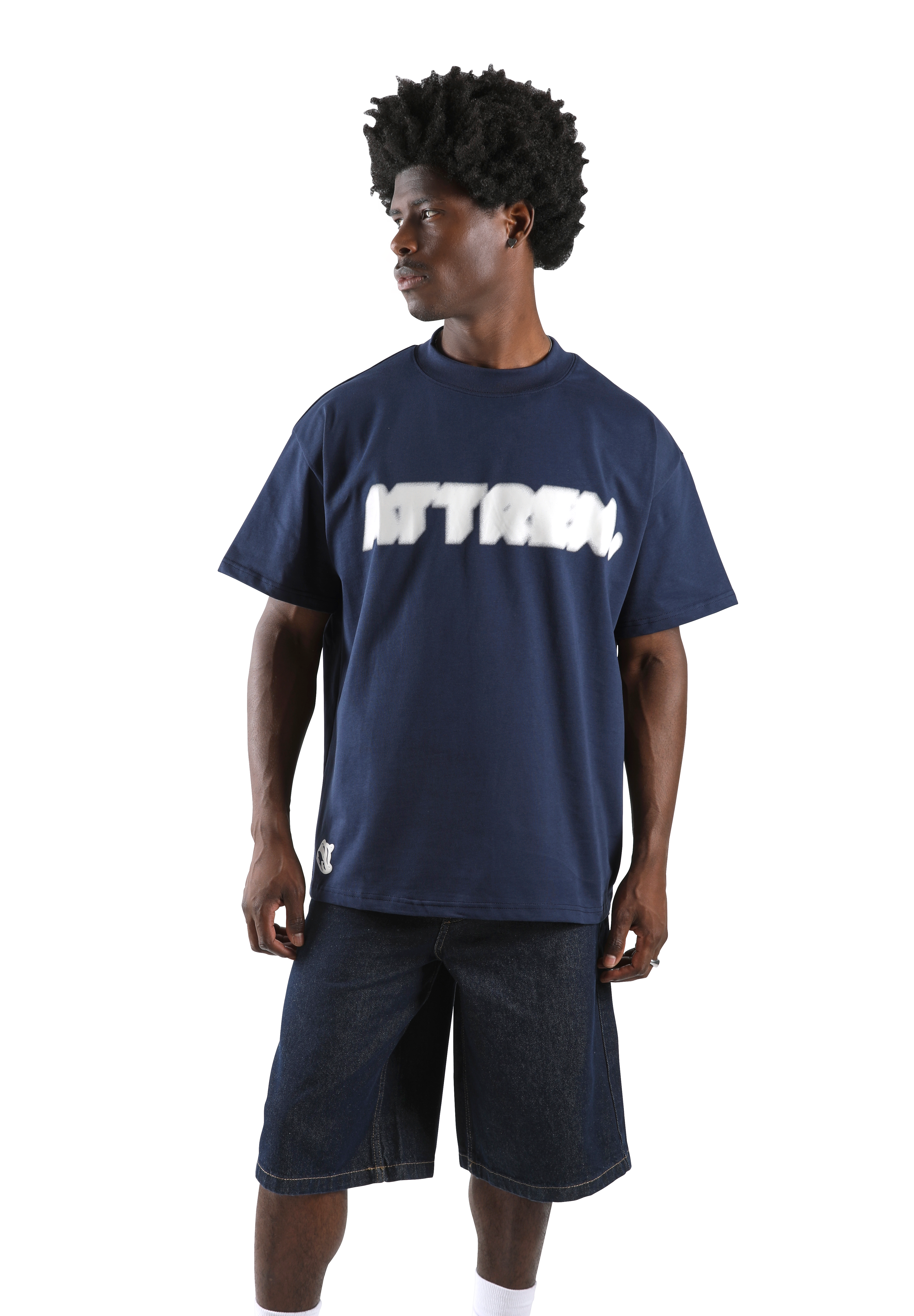 Out of Focus - Oversized Tee Navy/White
