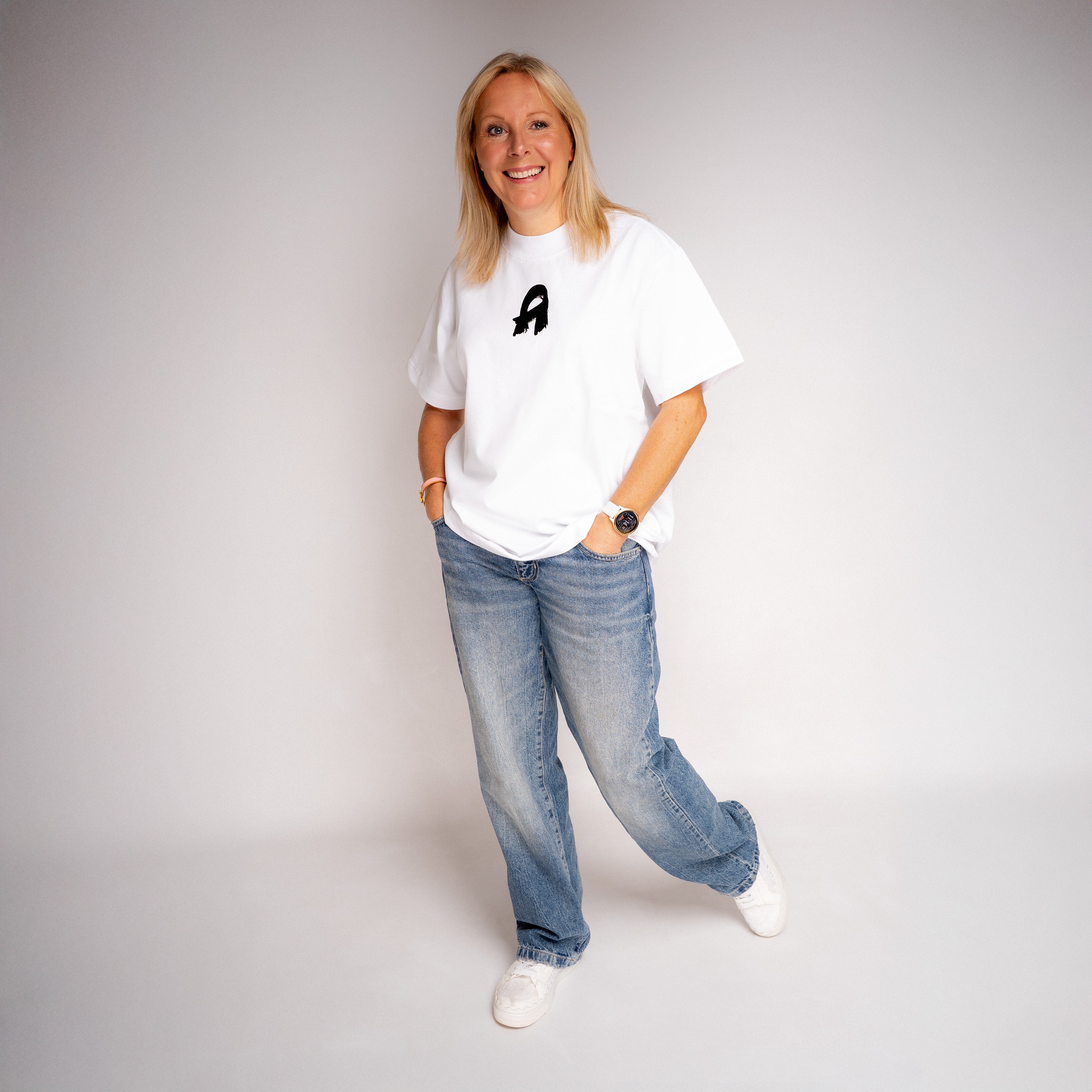Oversized Signature Tee - White- Women's